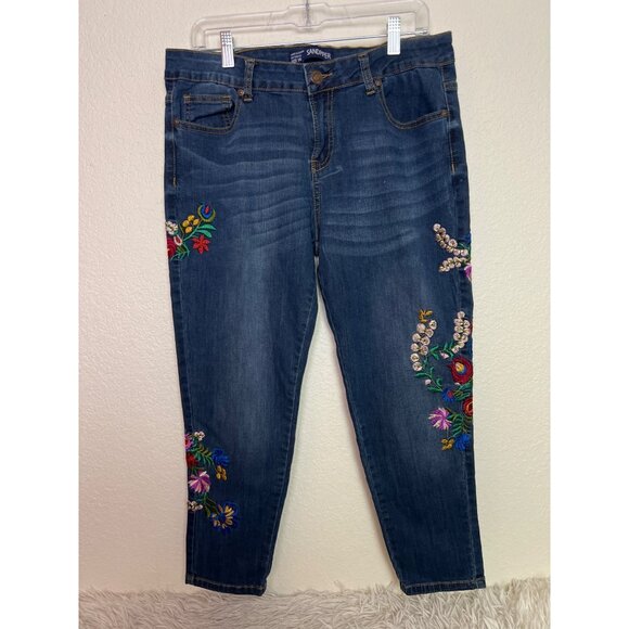 Sandpiper Denim - Sandpiper Embroidered Jeans Size 14 Boho Floral Applique